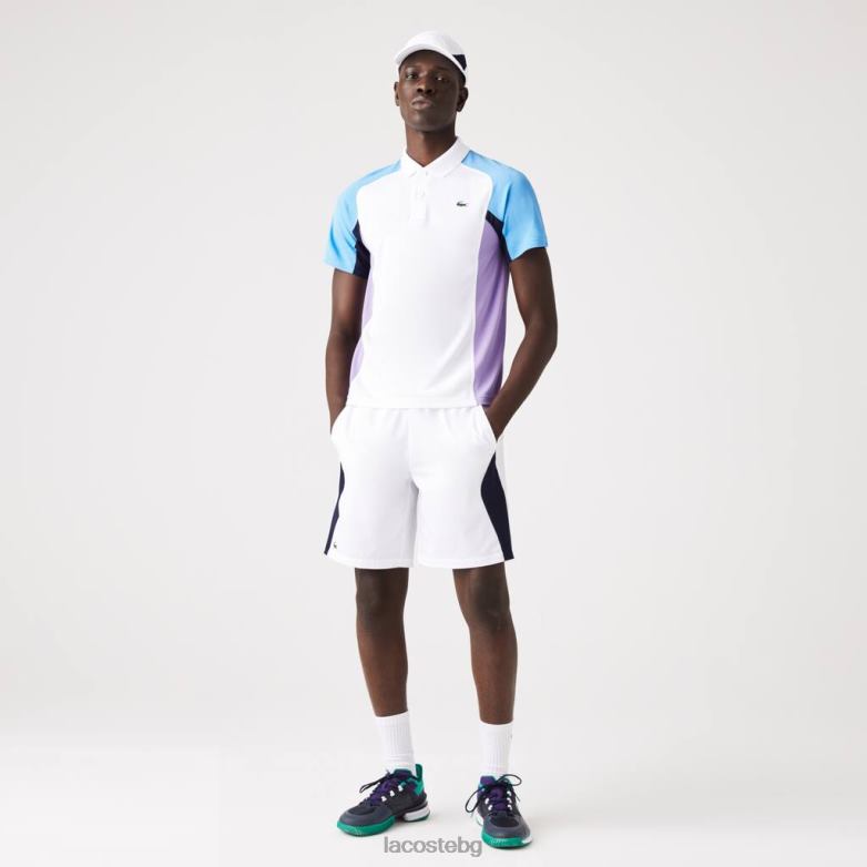 мъже Lacoste бяло/синьо/тъмносиньо/лилаво спортно терморегулиращо пике тенис поло облекло XTV62779