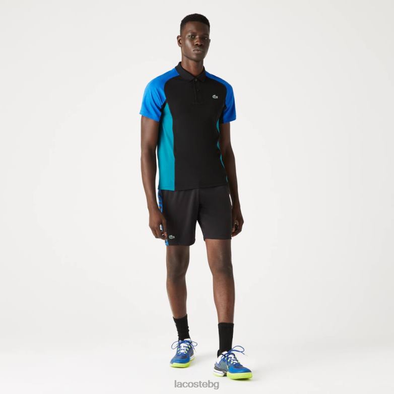 мъже Lacoste черно/синьо/зелено спортно терморегулиращо пике тенис поло облекло XTV62780