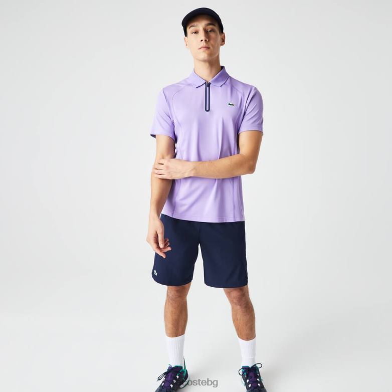 мъже Lacoste лилаво/тъмно синьо спортно терморегулиращо ултрасухо пике тенис поло облекло XTV62869
