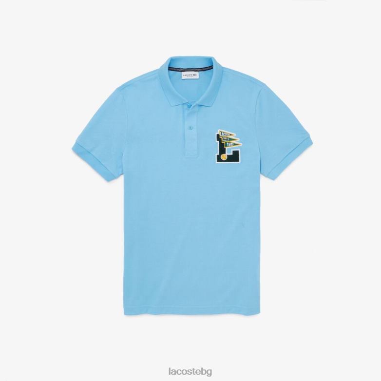 мъже Lacoste светло синьо памучно пике поло с обикновена значка облекло XTV62897
