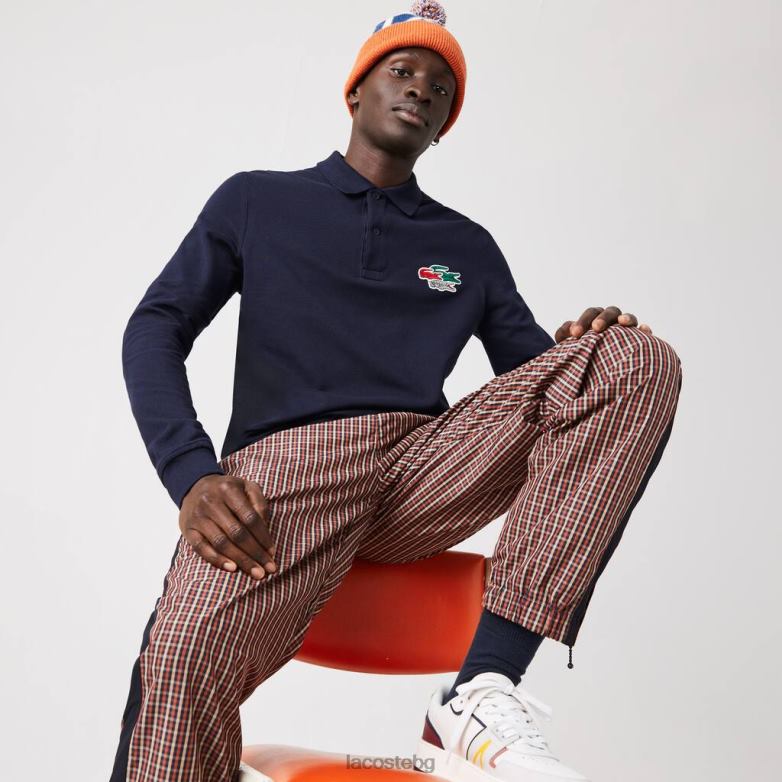 мъже Lacoste тъмносин стандартна поло тениска от органичен памук облекло XTV62917