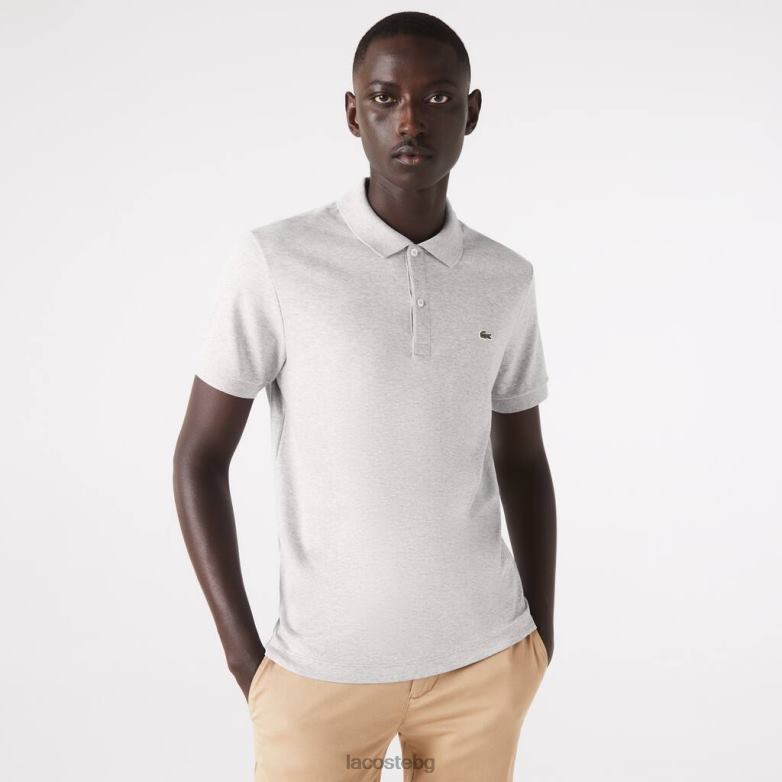 мъже Lacoste сив chine стандартно памучно поло pima облекло XTV62798