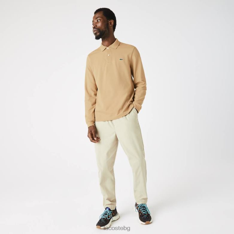 мъже Lacoste бежово оригинално поло с дълъг ръкав l.12.12 облекло XTV621221