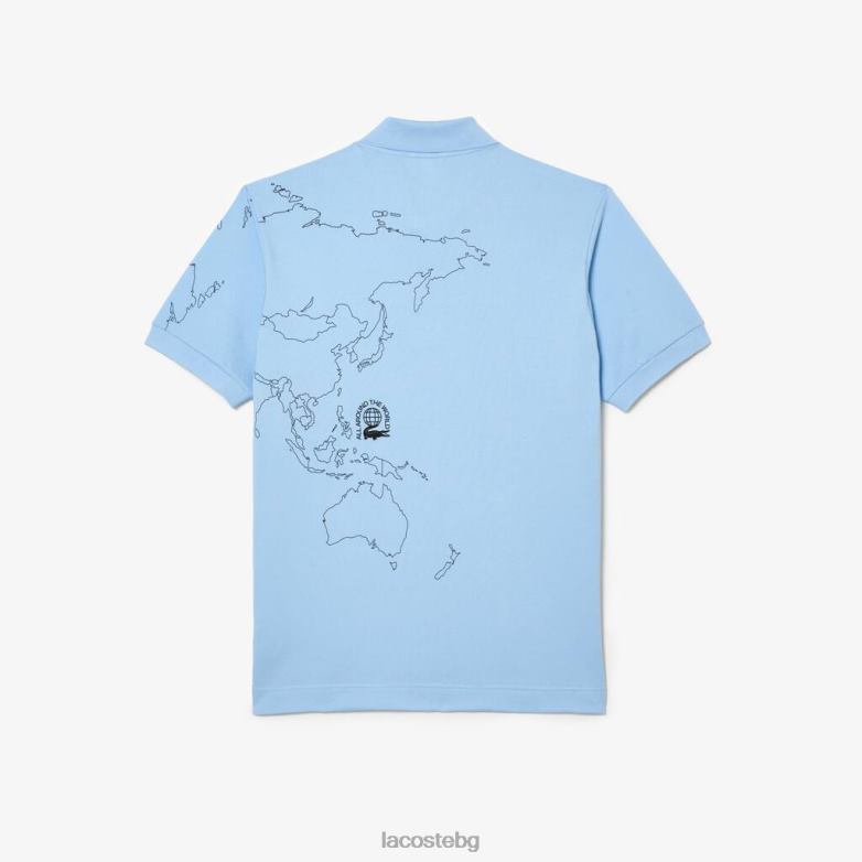 мъже Lacoste син оригинално поло от органичен памук с щампа l.12.12 облекло XTV6233