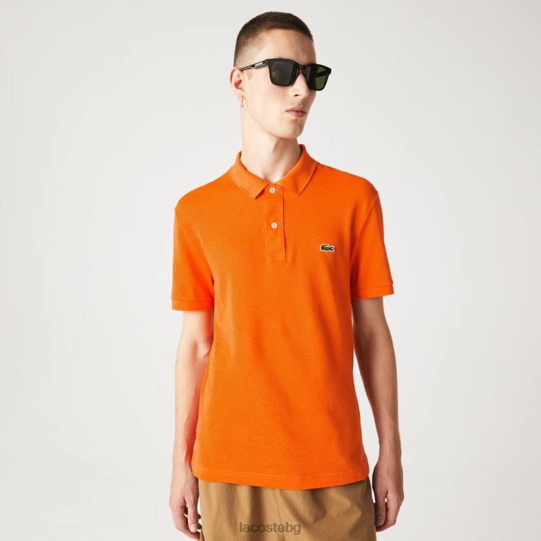 мъже Lacoste оранжево оригинално тесно поло l.12.12 облекло XTV62876