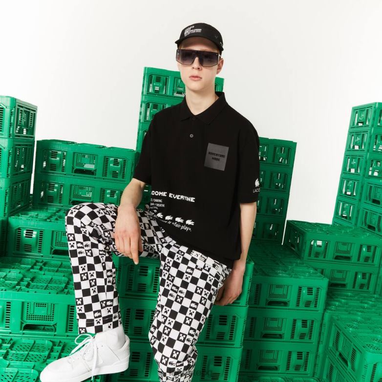 мъже Lacoste черен live x minecraft свободно поло от органичен памук облекло XTV62938