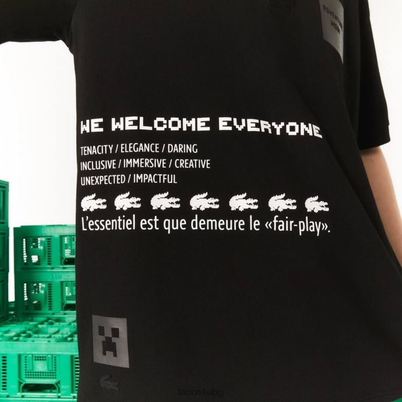 мъже Lacoste черен live x minecraft свободно поло от органичен памук облекло XTV62938