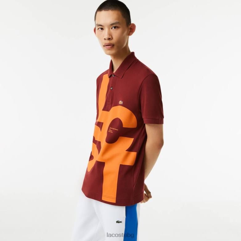 мъже Lacoste бордо редовно прилепнали контрастни надписи petit pique polo облекло XTV62711