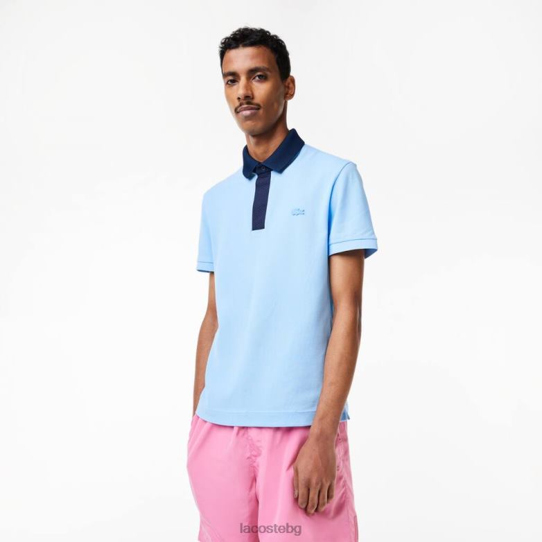 мъже Lacoste синьо/тъмно синьо smart paris органичен памук пике поло облекло XTV62193