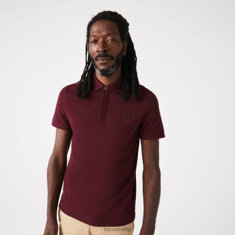 мъже Lacoste бордо smart paris еластично памучно пике поло облекло XTV62764