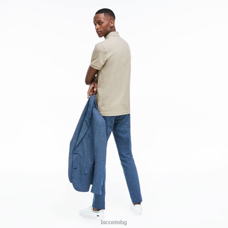 мъже Lacoste бежово smart paris еластично памучно пике поло облекло XTV6279