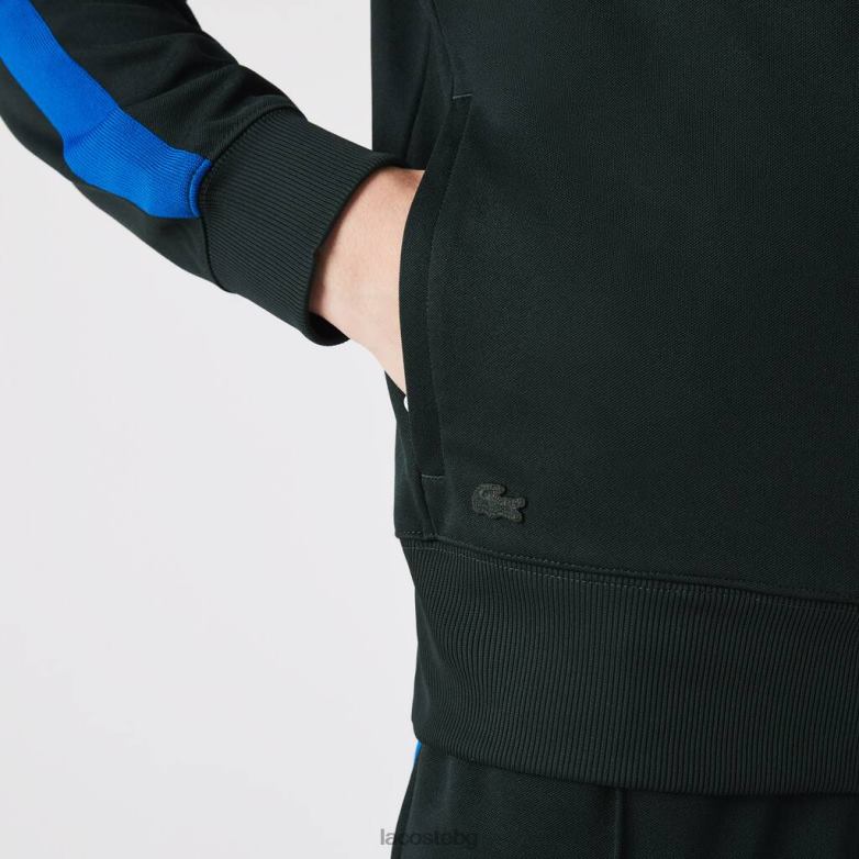 мъже Lacoste син стандартен суичър с високо деколте и пике с цип облекло XTV621017