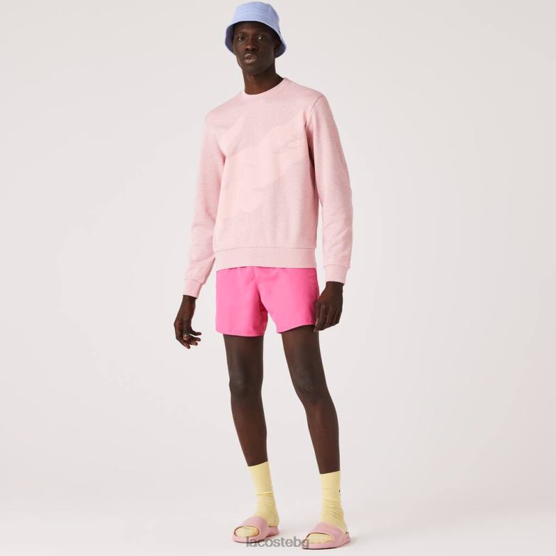 мъже Lacoste розово Суичър с полар от органичен памук с щампа с кръгла яка облекло XTV621074