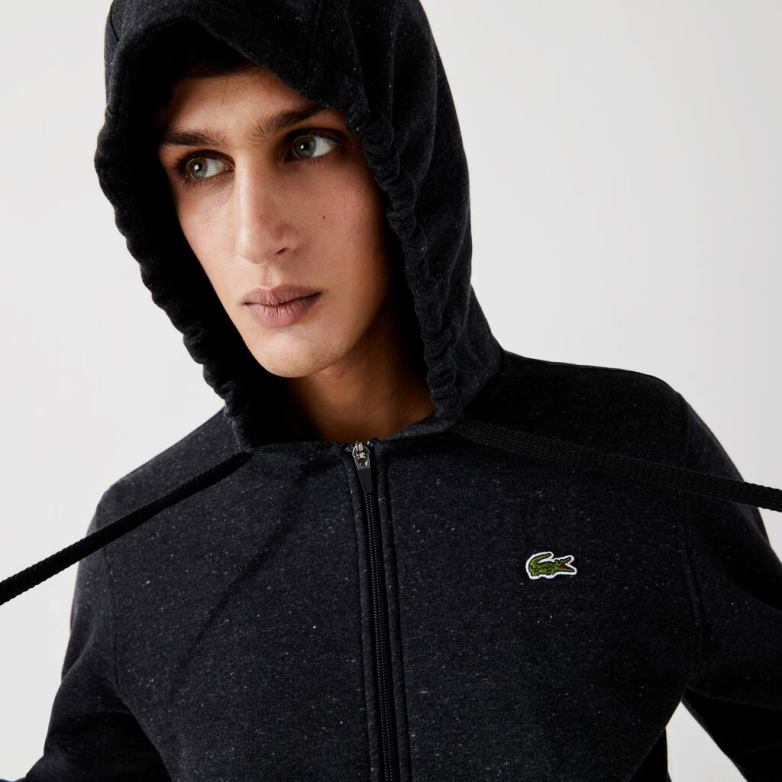 мъже Lacoste сиво спортна лека качулка от два материала облекло XTV621126