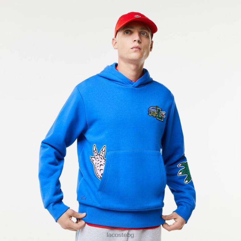 мъже Lacoste син суичър с качулка с комичен ефект облекло XTV621134