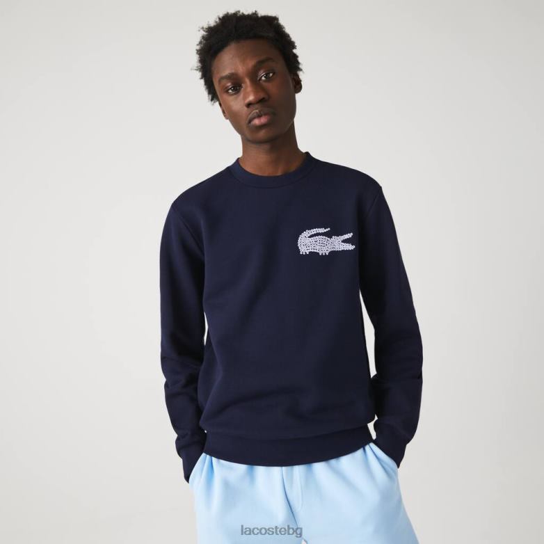 мъже Lacoste тъмносин суичър от органичен памук, произведен във Франция облекло XTV621181