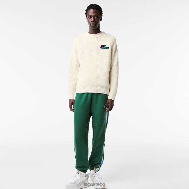 мъже Lacoste бяло крокодилски пуловер облекло XTV621381