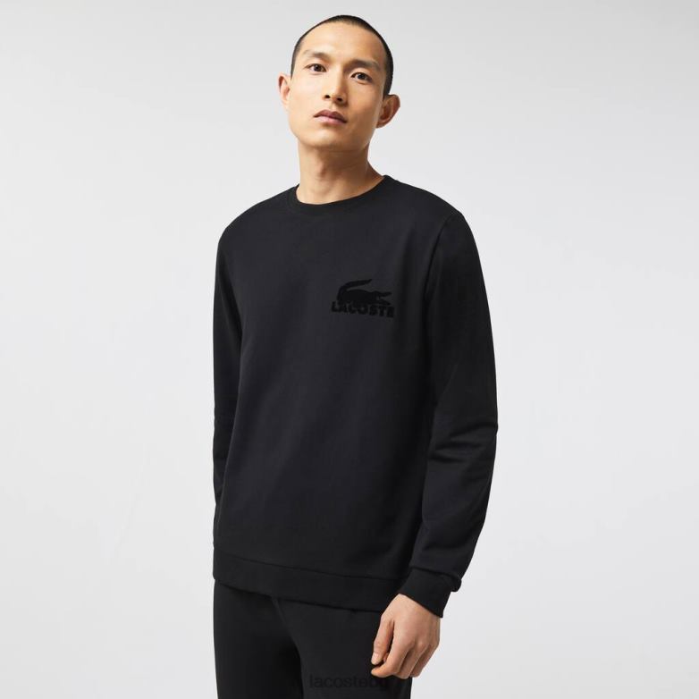 мъже Lacoste черен памучен поларен суичър облекло XTV621387