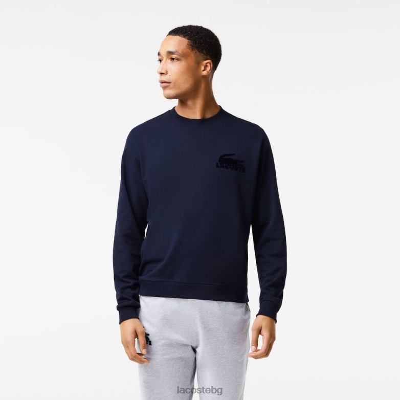 мъже Lacoste тъмносин памучен поларен суичър облекло XTV621388