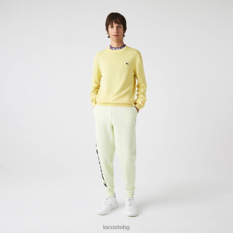 мъже Lacoste жълто пуловер с кръгла яка от органичен памук облекло XTV621617