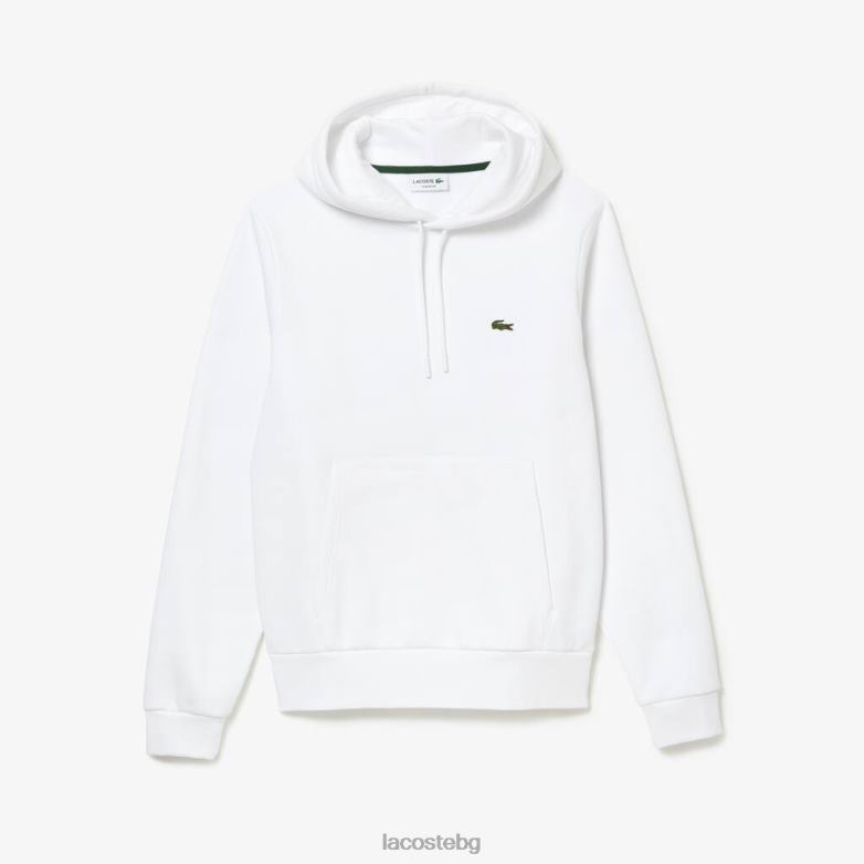 мъже Lacoste бяло суичър с качулка от органичен памук облекло XTV62265