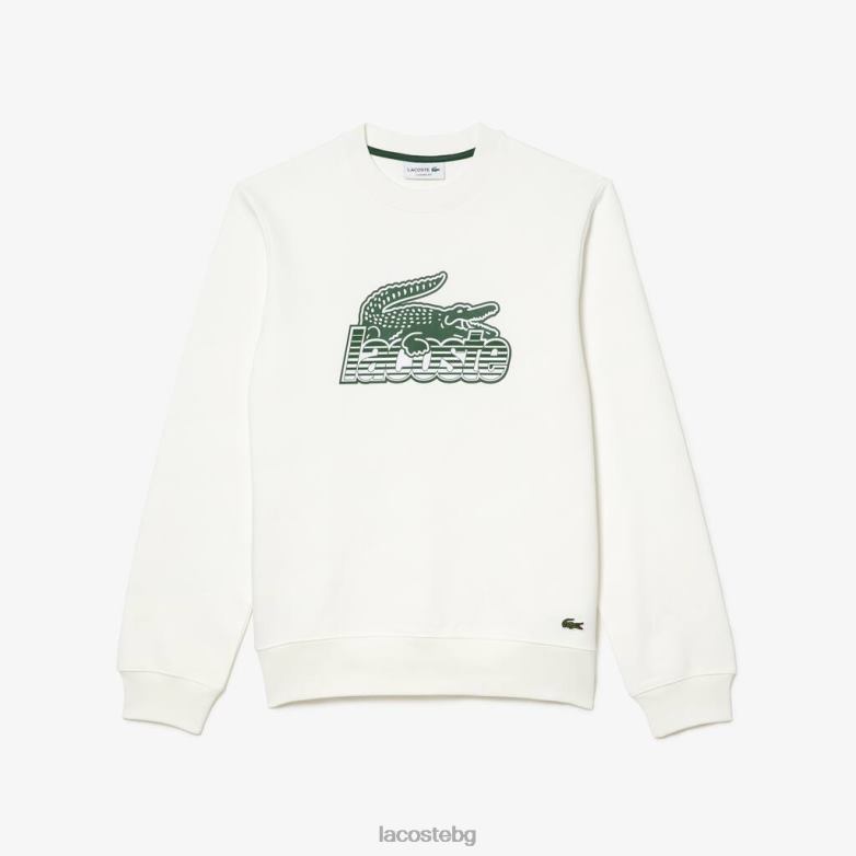 мъже Lacoste бяло суитшърт с нечеткано поларено деколте облекло XTV62302