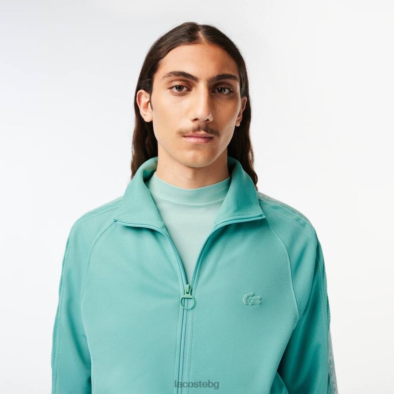 мъже Lacoste зелено стандартен суичър с цип на пике облекло XTV6230