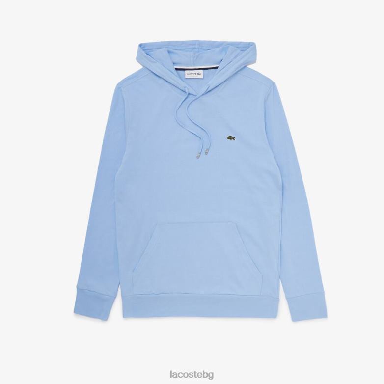 мъже Lacoste син суичър от памучно трико с качулка облекло XTV62621