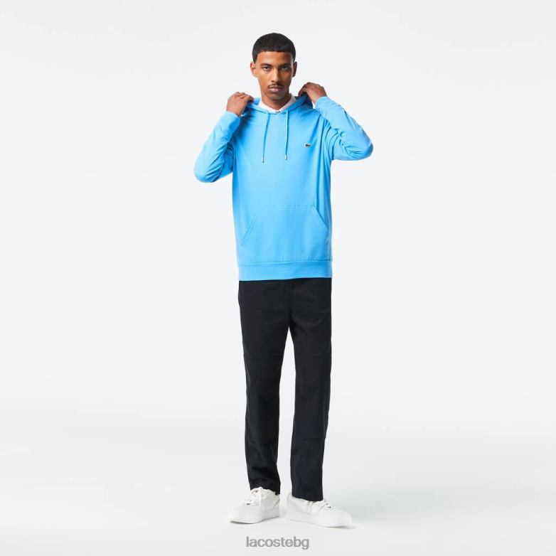 мъже Lacoste син суичър от памучно трико с качулка облекло XTV62623