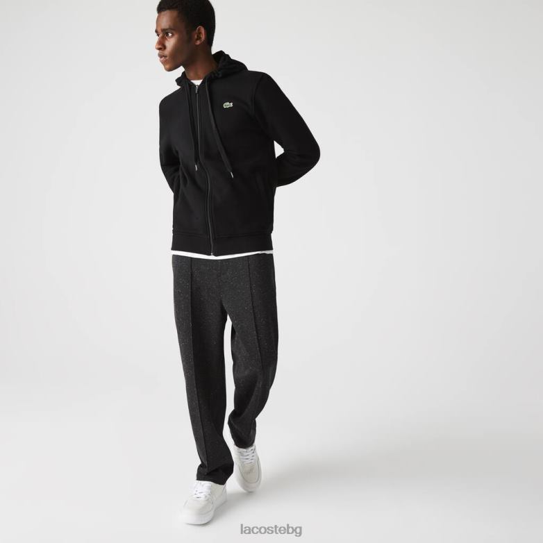 мъже Lacoste черен спортна лека качулка от два материала облекло XTV62947