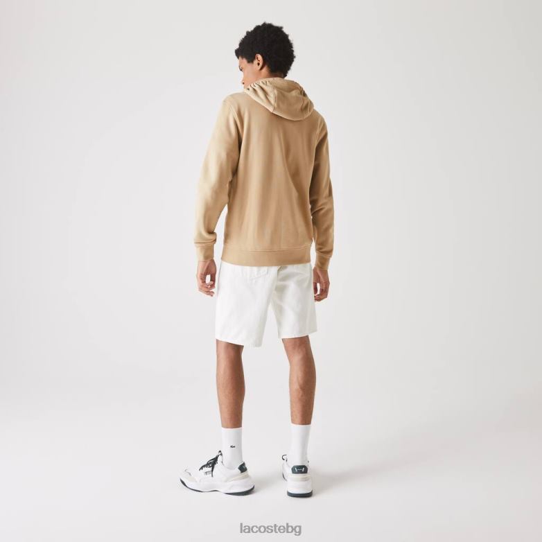мъже Lacoste бежово спортна лека качулка от два материала облекло XTV62981