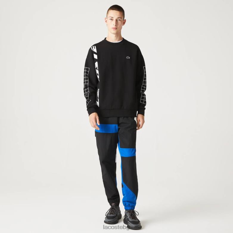 мъже Lacoste черен свободен суичър с пике облекло XTV62999