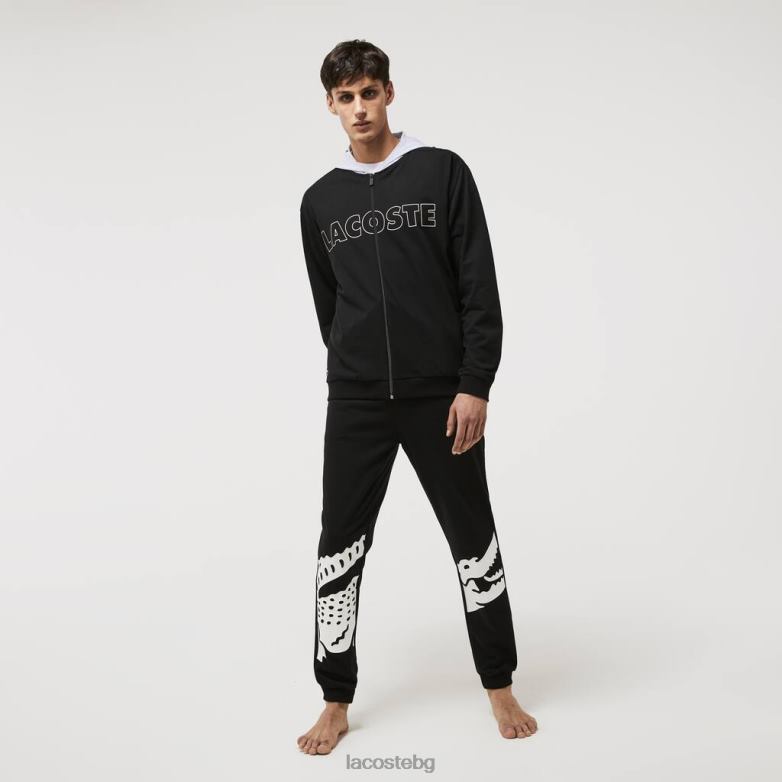 мъже Lacoste черен/сив chine маркова памучна качулка за закрито облекло XTV621474