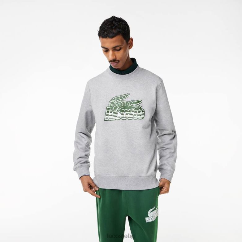 мъже Lacoste сив chine суитшърт с нечеткано поларено деколте облекло XTV62301