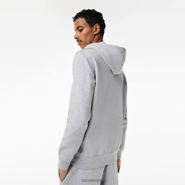 мъже Lacoste сив chine суичър с цип от нечеткан полар облекло XTV62322