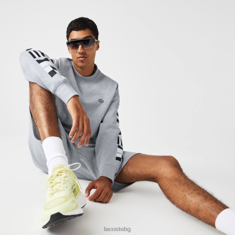 мъже Lacoste сив chine свободен светлоотразителен суичър с принт облекло XTV62983