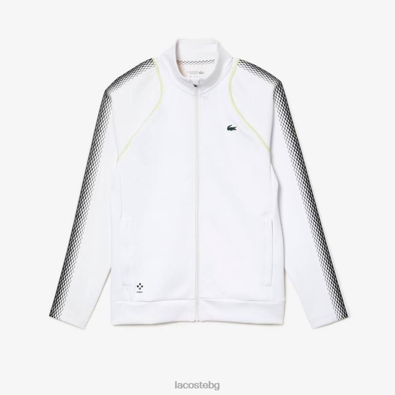 мъже Lacoste бяло/жълто тенис x даниил медведев суичър с цип облекло XTV62311