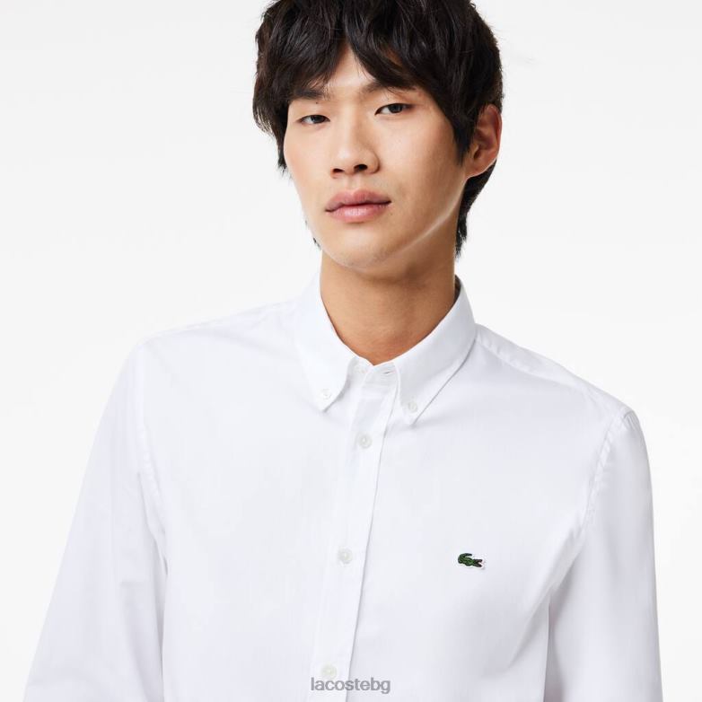мъже Lacoste бяло стандартна памучна риза облекло XTV621494