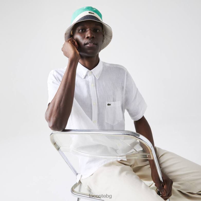 мъже Lacoste бяло стандартна ленена риза облекло XTV621646