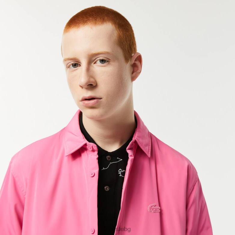 мъже Lacoste розово водоотблъскваща тениска облекло XTV62498