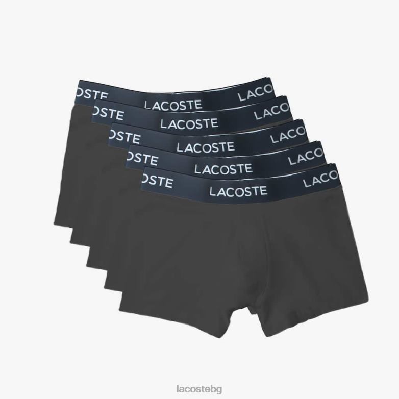 мъже Lacoste сиво 5 пакета куфари от еластичен памук облекло XTV621414