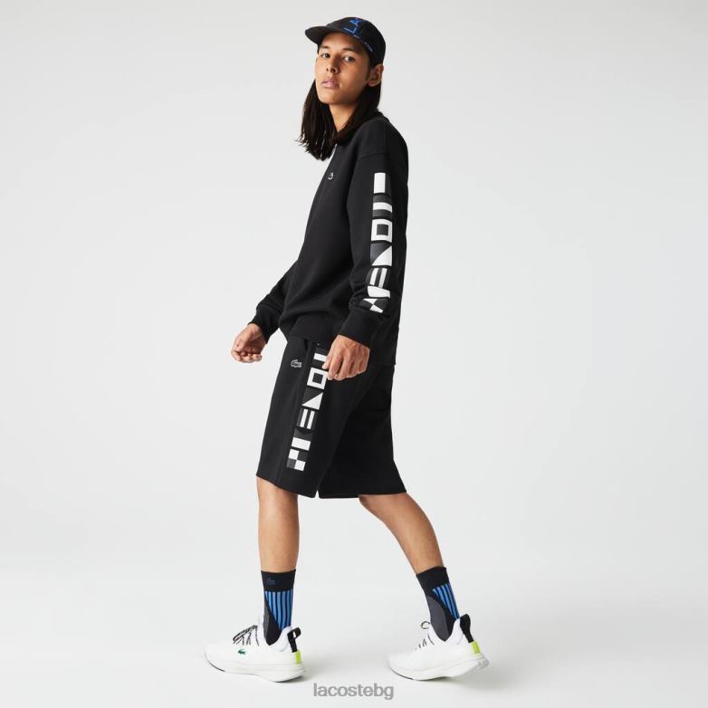 мъже Lacoste черен шорти със светлоотразителен принт облекло XTV621354