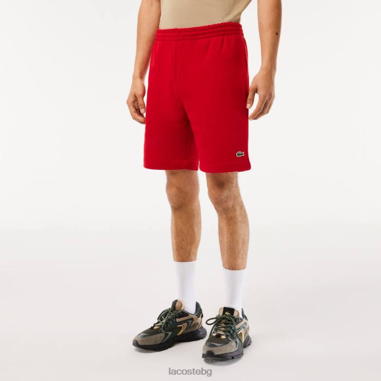 мъже Lacoste червен къси панталони от полиран органичен памук облекло XTV621373
