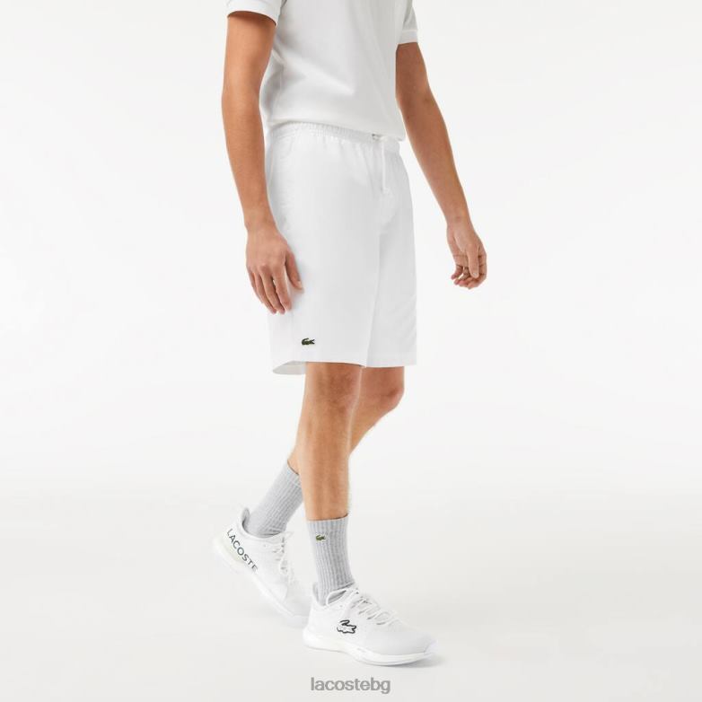 мъже Lacoste бяло спортни тенис къси панталони с плътна диамантена тъкан облекло XTV621442