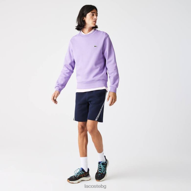 мъже Lacoste тъмносин щамповани панталони от четкано руно облекло XTV621496