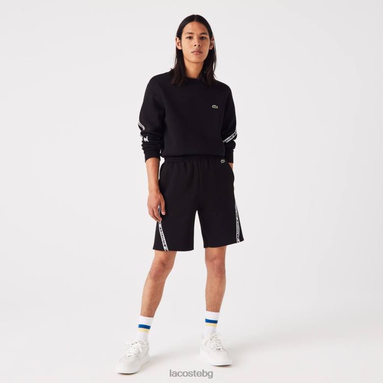 мъже Lacoste черен щамповани панталони от четкано руно облекло XTV621497