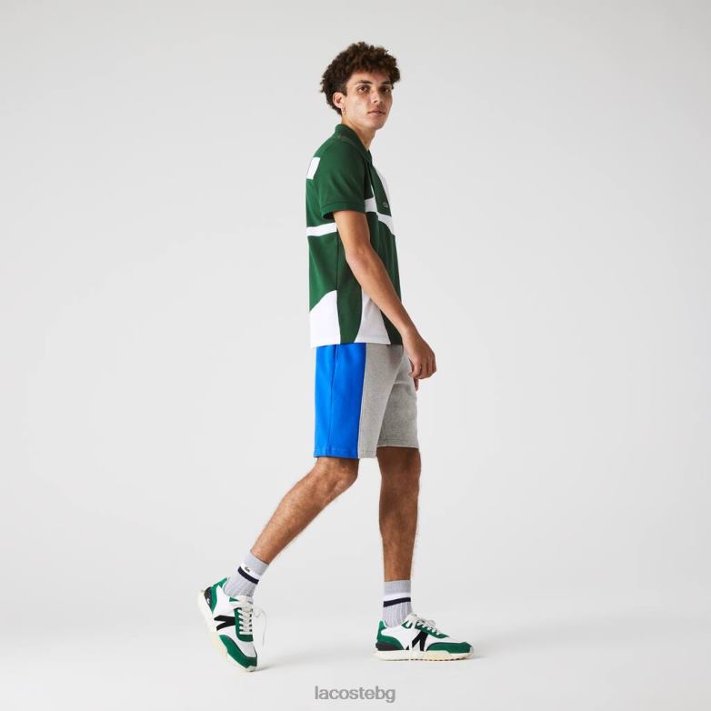 мъже Lacoste сив цвят/синьо/зелено маркови къси панталони от смесен памук облекло XTV621514
