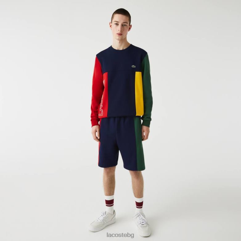 мъже Lacoste тъмносиньо/червено/зелено маркови къси панталони от смесен памук облекло XTV621515