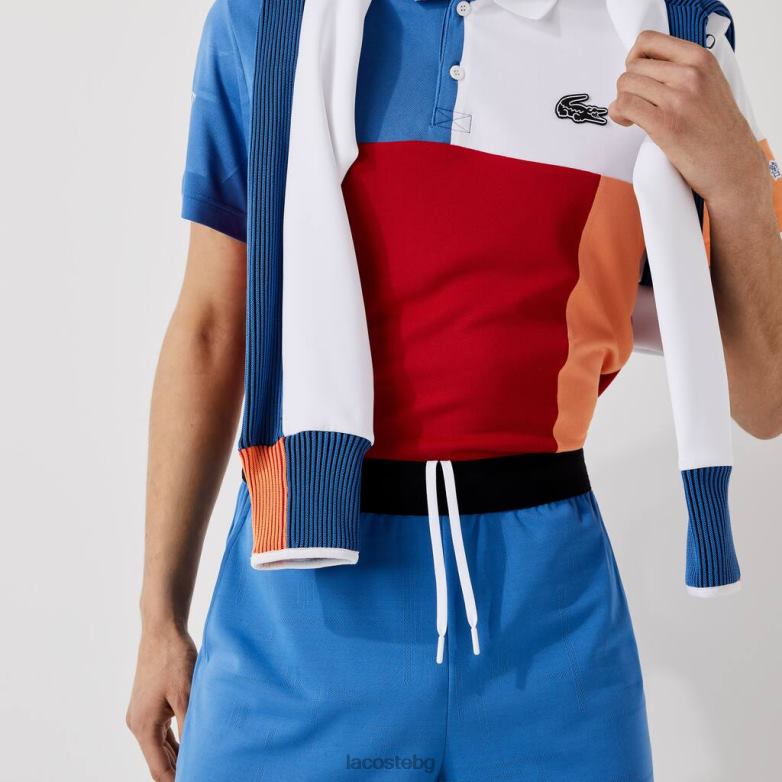 мъже Lacoste синьо/черно/бяло спортни жакардови шорти с ластик на талията облекло XTV621564