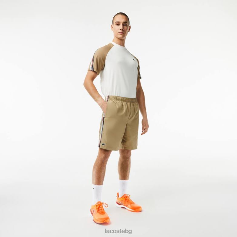 мъже Lacoste бежово шорти за тенис от рециклиран полиестер облекло XTV6216